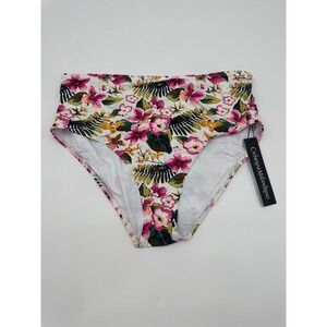 NWT Catherine Malandrino L Tropical Floral Bikini Swim Bottom Bathing Suit High